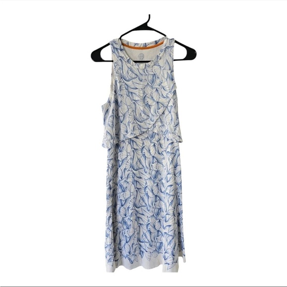 Tory Burch Dress Women XS Kaley White Blue Ellora  Sleeveless Layered  Excellent - Picture 1 of 9